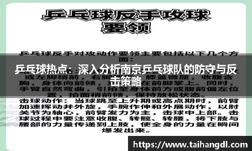 乒乓球热点：深入分析南京乒乓球队的防守与反击策略